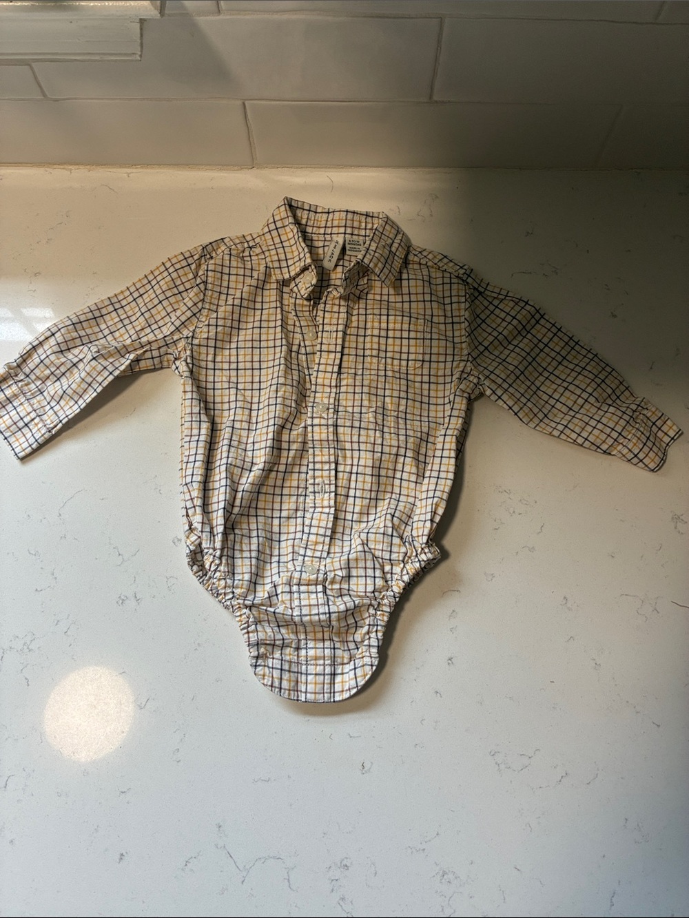 Janie and Jack Yellow and Blue Plaid Button-Down Shirt Bodysuit